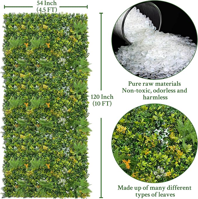 ODTORY Artificial Boxwood Hedges Panels Roll:54'' x 120'' UV-Anti Faux - Image 2
