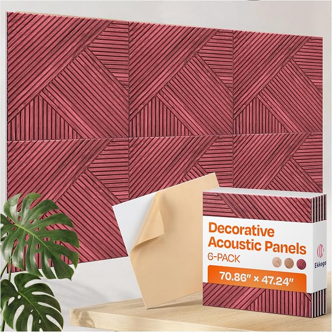 XL Acoustic Wall Panels 6-Pack Decorative Acoustic Panels High Density Sound by EkkogoAcousticPanels