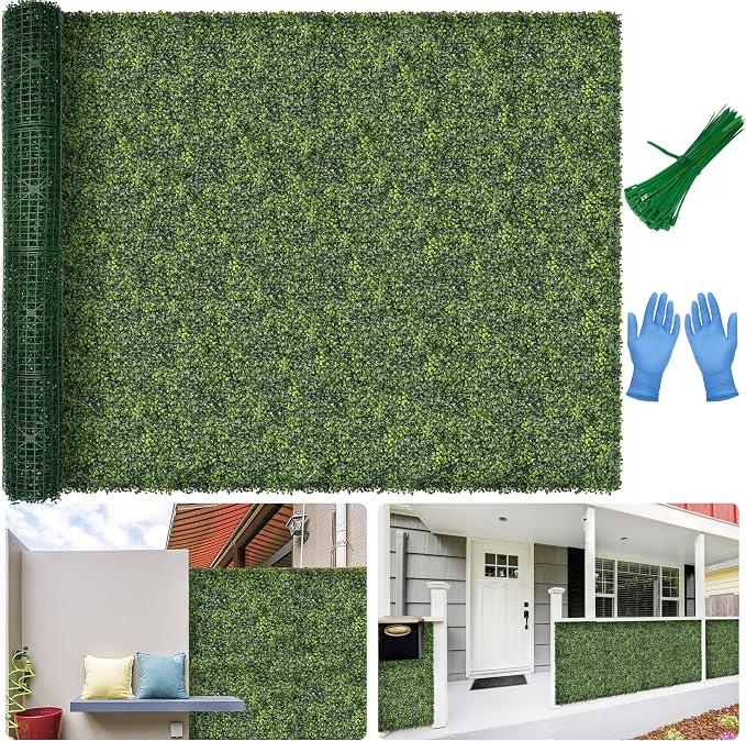 Artificial Boxwood Backdrop Roll: 80"x120" UV-Anti Greenery Faux Grass Hedge by BHXCL