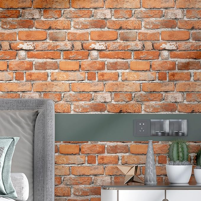 Faux Brick Peel and Stick Wallpaper 17.7" x 197" Contact Paper - Image 6
