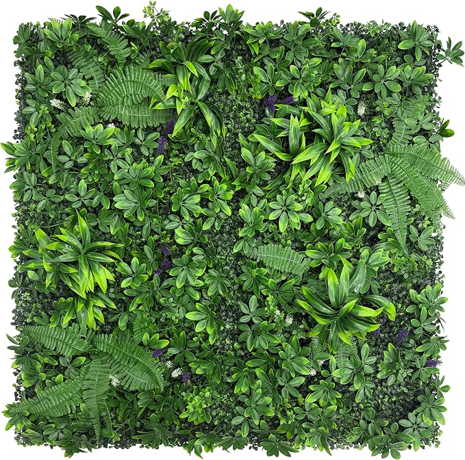 Artificial Green Boxwood Grass Wall Panels: 20"x 20" UV Protected Ivy Privacy by DOPGIB