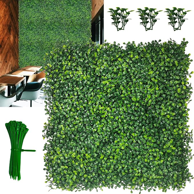 Artificial Boxwood Panels: 20"x 20" 4-Layer Leaf UV-Protected Grass Wall by DOPGIB