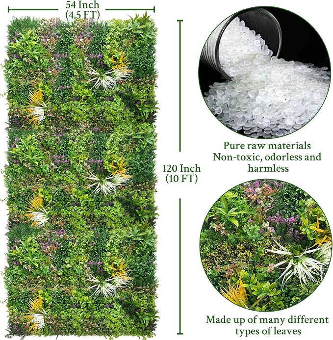 ODTORY Artificial Greenery Grass Wall Panels: 54'' x 120'' UV-Anti Faux - Image 2