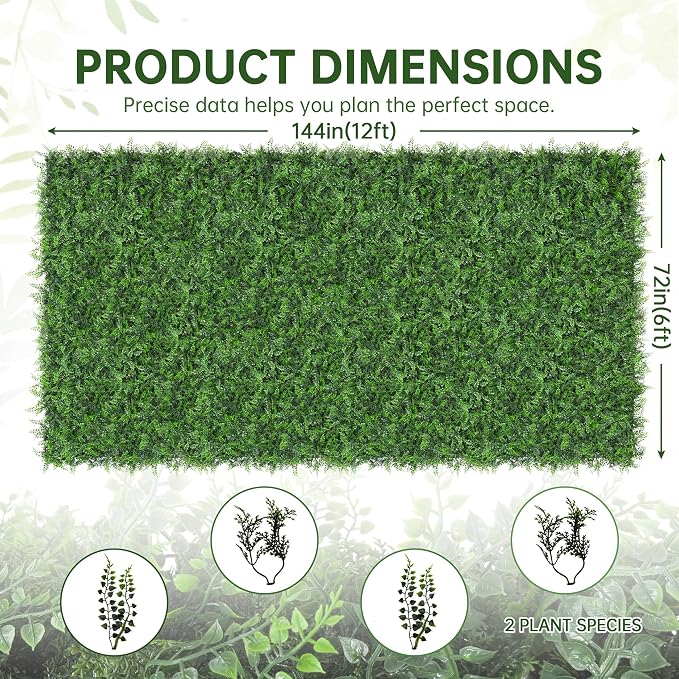 Artificial Green Wall Panels: 6FTx12FT Boxwood Hedge Green Wall Decor Backdrop - Image 2