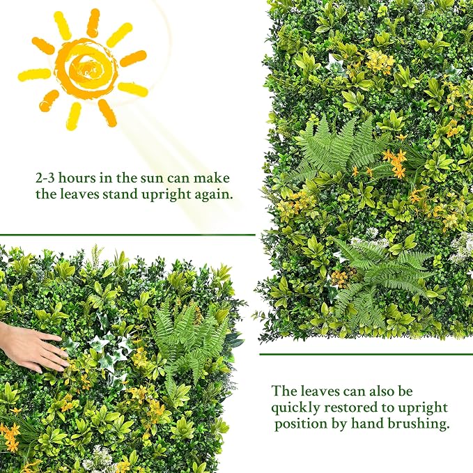 ODTORY Artificial Boxwood Hedges Panels Roll: 20"x20" 12P UV-Anti Faux - Image 7