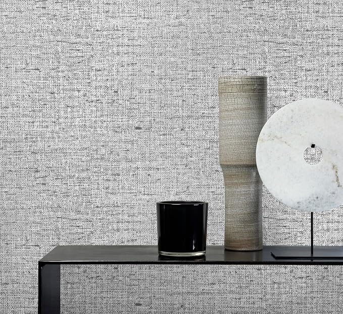 Gray Grasscloth Peel and Stick Wallpaper Textured Contact Paper 15.7inch x - Image 8