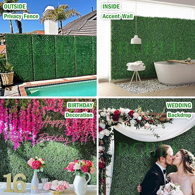 10x10Inch 20Pcs Grass Wall Panels, 4 Layers UV-Anti Boxwood Greenery Hedge - Image 6