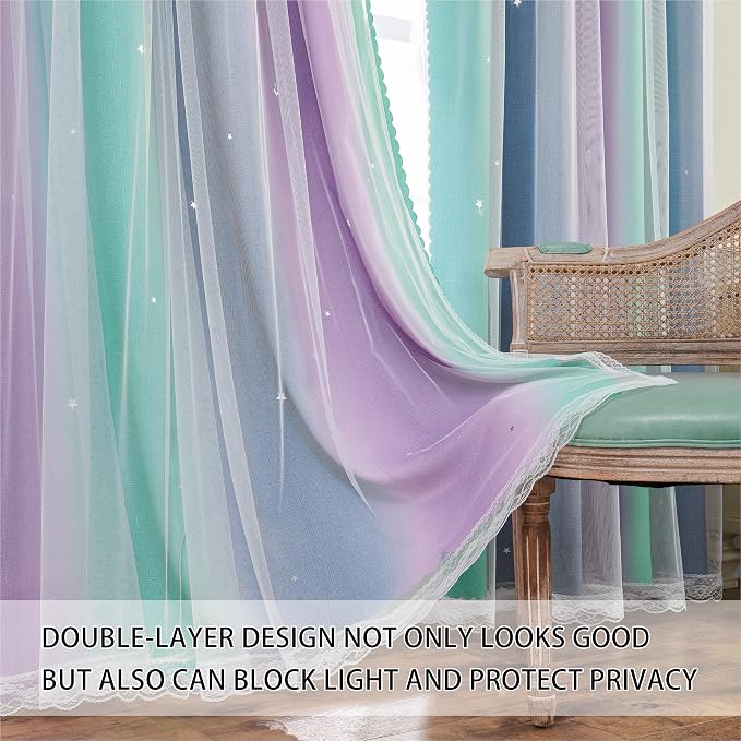 XiDi Purple Grey 84 inchs Long Curtains - Image 2