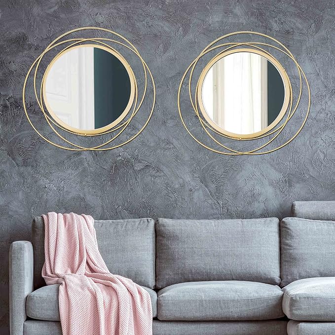 2 Set. Circle Mirrors for Wall Decor for Living Room Bedroom Bathroom Entryway - Image 3