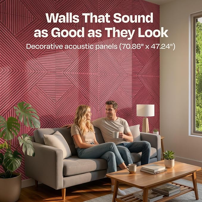 XL Acoustic Wall Panels 6-Pack Decorative Acoustic Panels High Density Sound - Image 2
