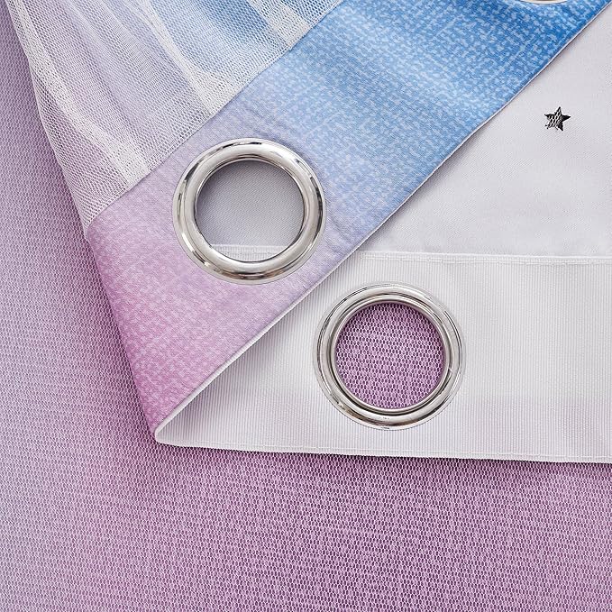 XiDi Blue & Rainbow Curtains for Kids & Girl Room - Image 5