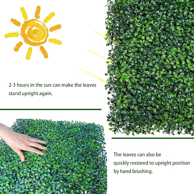 ODTORY Artificial Grass Wall Backdrop Panels: 10 by 10 in UV-Anti Greenery - Image 4