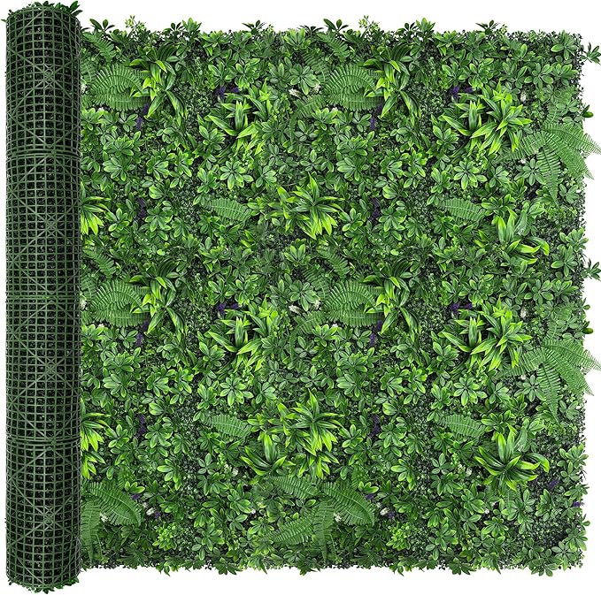 Artificial Green Boxwood Grass Wall Roll: 80"x120" UV Protected Ivy Privacy by DOPGIB