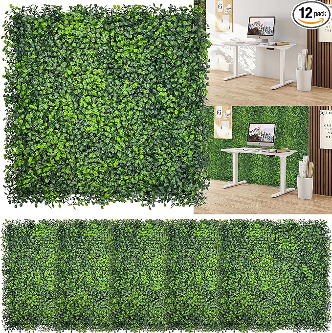 Artificial Boxwood Panels: 20"x 20" UV-Anti Faux Grass Panels by DOPGIB
