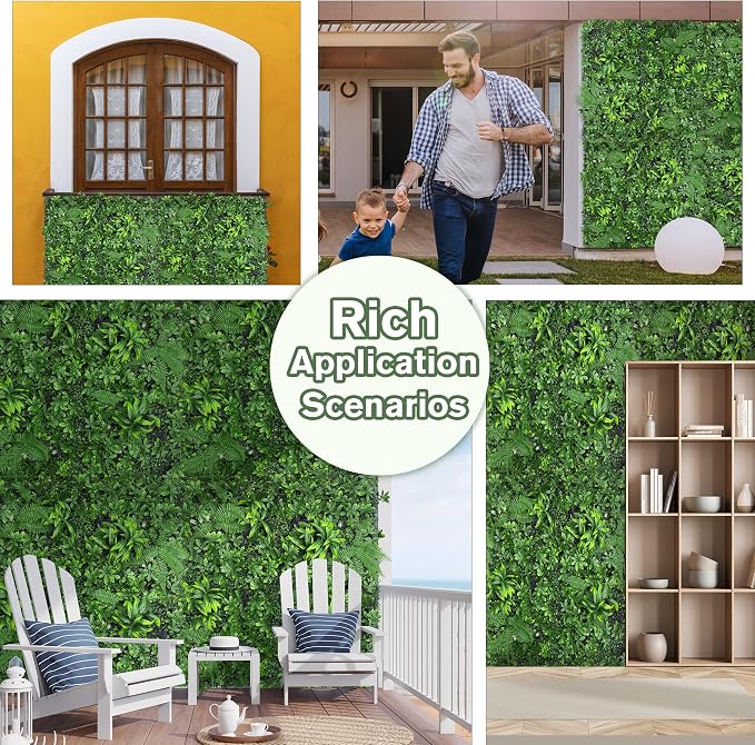 Artificial Green Boxwood Grass Wall Roll: 40"x120" UV Protected Ivy Privacy - Image 6