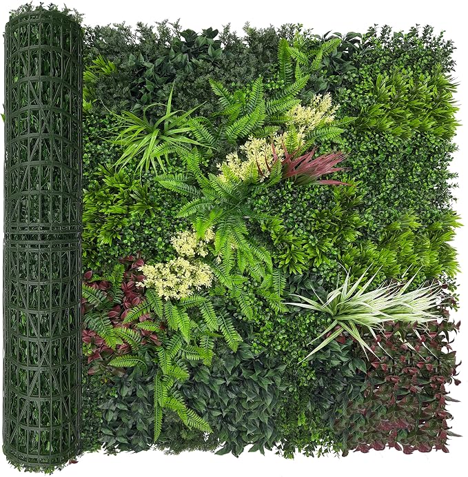 Artificial Ivy Boxwood Roll: 48"x120" UV Resistant Green Leaves Faux by DOPGIB
