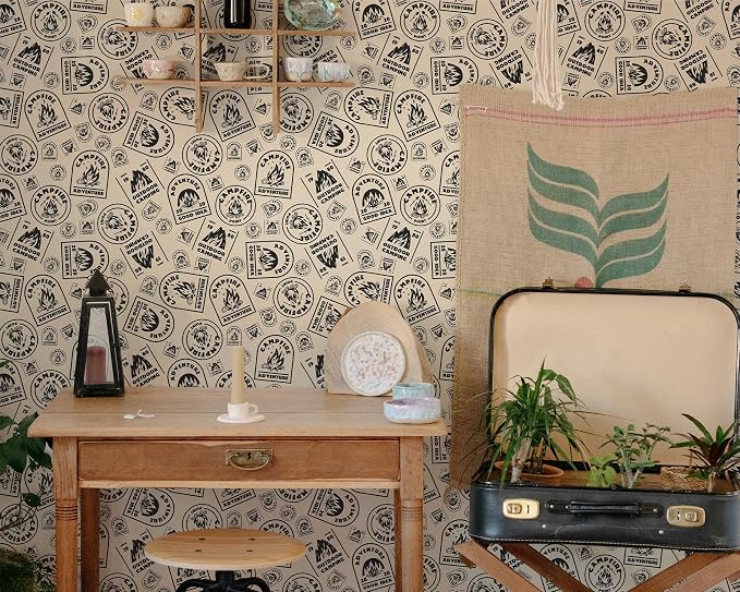 FLFK Vintage Beige Peel and Stick Wallpaper 16" x 384" Antique Campfire - Image 3