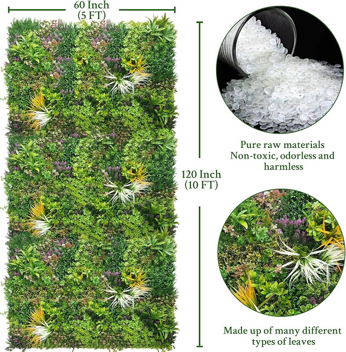 ODTORY Artificial Greenery Grass Wall Panels: 60'' x 120'' UV-Anti Faux - Image 2