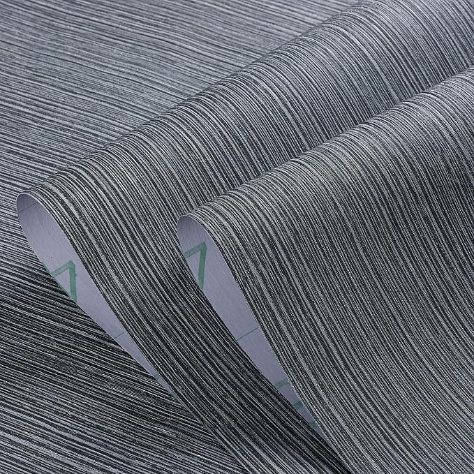 Haimin Grasscloth Wallpaper Textured 24in X 393in Fabric Contact Paper Gray - Image 8