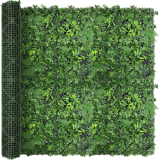 Artificial Green Boxwood Grass Wall Roll: 80"x120" UV Protected Ivy Privacy by DOPGIB