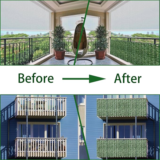 Odtory Artificial Ivy Privacy Fence Wall Screen: 72 x144 in UV-Anti Faux - Image 6