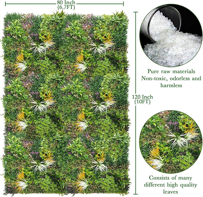 ODTORY Artificial Greenery Grass Wall Panels: 80" x 120" UV-Anti Faux Greenery - Image 2