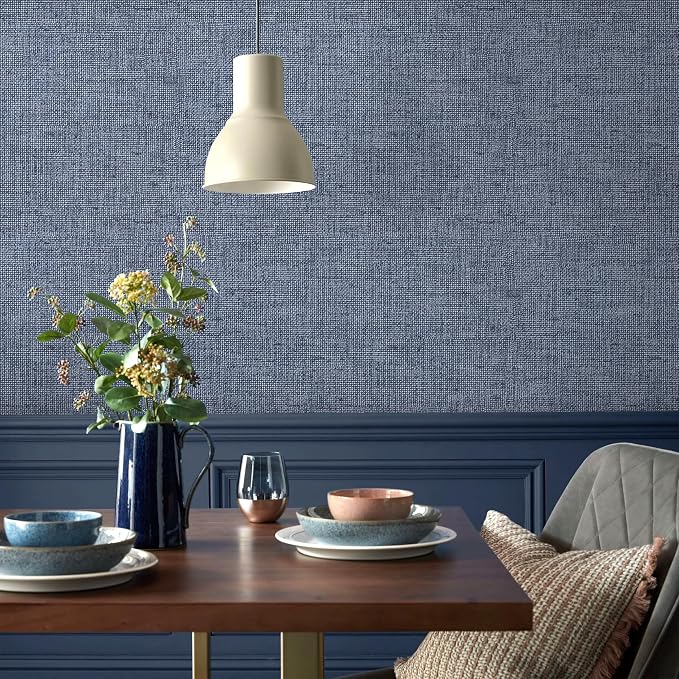 Grasscloth Peel and Stick Wallpaper Denim Blue Contact Paper 15.7inch x - Image 9