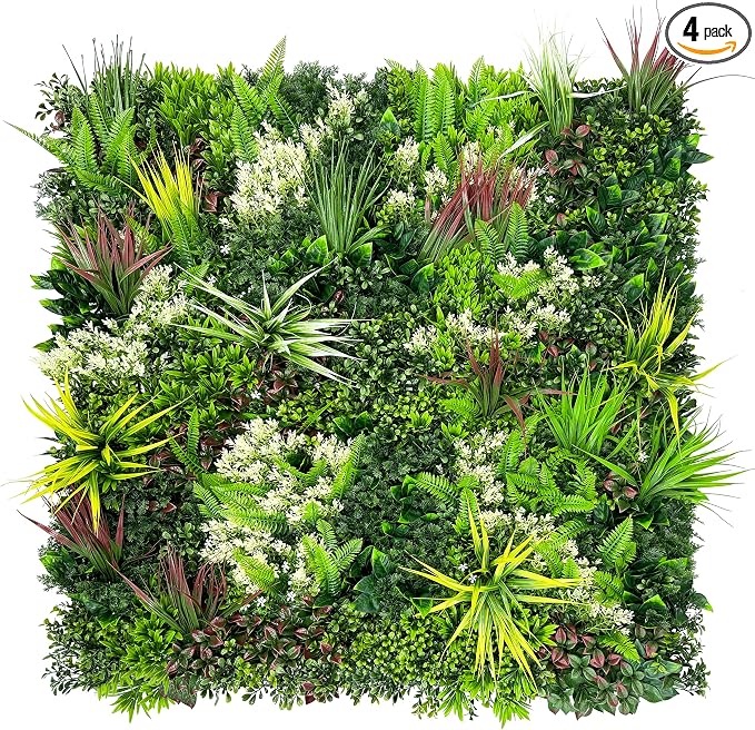 ODTORY Artificial Plant Wall Panels: 20"×20" 4P UV-Anti Faux Grass Wall by ODTORYHOME