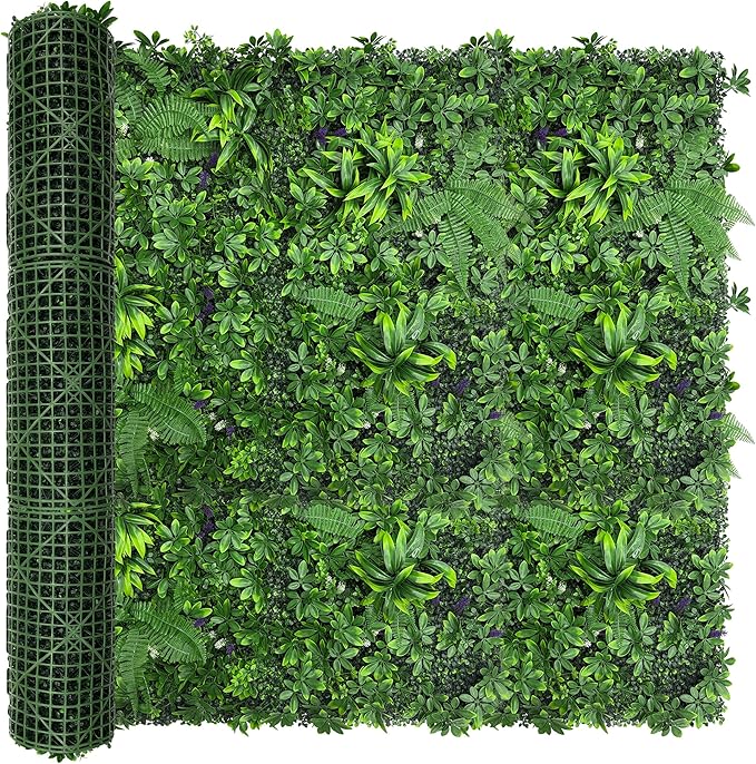 Artificial Green Boxwood Grass Wall Roll: 60"x128" UV Protected Ivy Privacy by DOPGIB