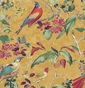Yellow Boho Wallpaper Peel and Stick, Vintage Floral Bird Contact Paper by Laatse